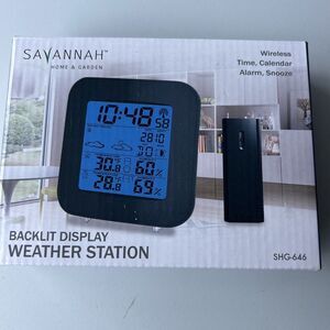 Savannah Backlit Weather Station Wireless Time Calendar Alarm &‎ Snooze SHG-646